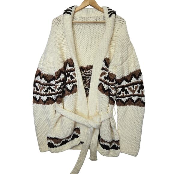 Vtg Handmade 70's ASO Starsky & Hutch Shawl Collar Cardigan Mexican Sweater M/L - Picture 2 of 12